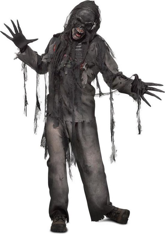 partitie smal efficiëntie Burned zombie pak kostuum halloween met masker en handschoenen - apocalyps  zwart... | bol.com