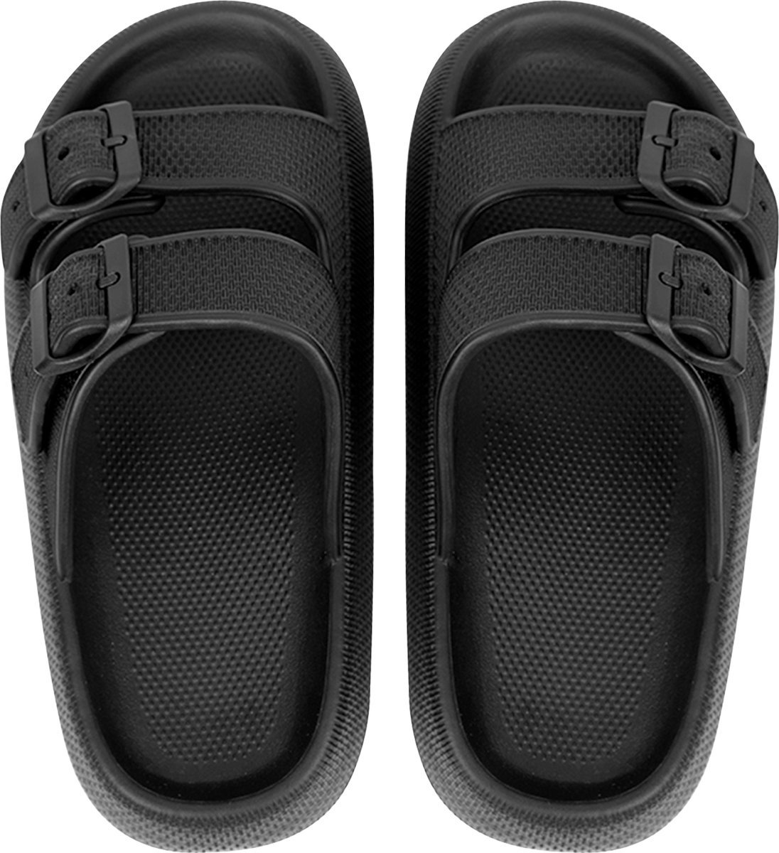 Geweo - Badslippers - Pillow Slides - EVA Slippers - Kerstmis - Kerstfeest - Christmas Gift - Unisex - Verstelbare Gesp - Verdikte - Antislip - Lichtgewicht - Zwart - Maat 35/36