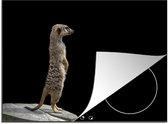 KitchenYeah® Inductie beschermer 59x52 cm - Stokstaartje - Wilde dieren - Zwart - Kookplaataccessoires - Afdekplaat voor kookplaat - Inductiebeschermer - Inductiemat - Inductieplaat mat