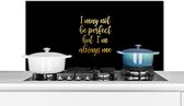 Spatscherm keuken 100x50 cm - Kookplaat achterwand Zelfvertrouwen - Goud - Zwart - Muurbeschermer - Spatwand fornuis - Hoogwaardig aluminium