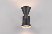 LED Tuinverlichting - Wandlamp Buitenlamp - Torna Ardis Up and Down - GU10 Fitting - Spatwaterdicht IP44 - Rond - Mat Zwart - Aluminium