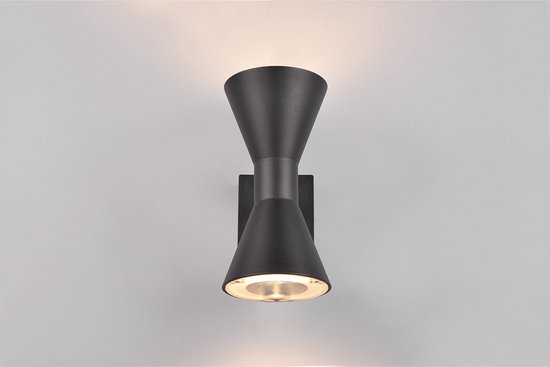 LED Tuinverlichting - Wandlamp Buitenlamp - Torna Ardis Up and Down - GU10 Fitting - Spatwaterdicht IP44 - Rond - Mat Zwart - Aluminium