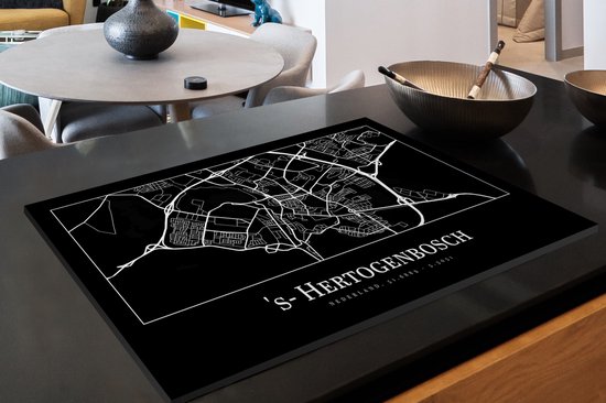 KitchenYeah® Inductie beschermer 89.6x51.6 cm - Plattegrond - 's-Hertogenbosch - Stadskaart - Kaart - Kookplaataccessoires - Afdekplaat voor kookplaat - Inductiebeschermer - Inductiemat - Inductieplaat mat