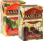 Basilur A-grade Ceylan Fruit tea (thé), Magic Fruits Combo: Fraise & Kiwi + Sweet Cherry, 50 sachets de thé.