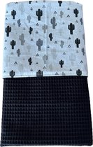 baby deken kinderwagen deken wieg deken zwart grijs cactussen 60 x 90 cm
