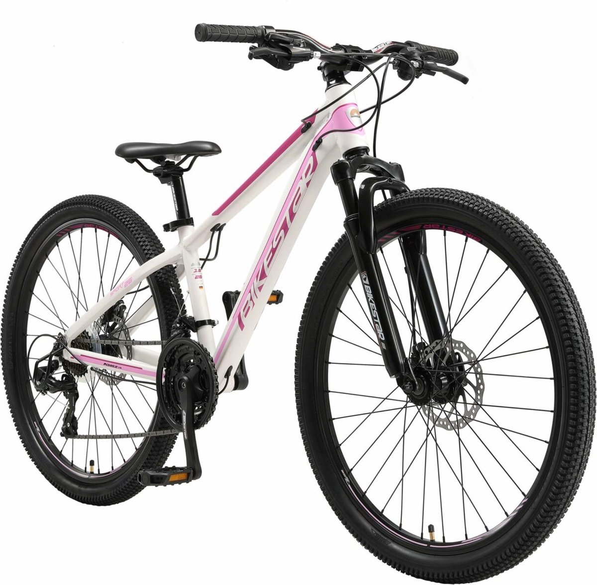 Bikestar 26 inch, 21 speed hardtail Sport MTB, wit / roze