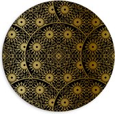 Dibond Muurcirkel - Borden met Gouden Geometrische Print - 60x60 cm Foto op Aluminium Muurcirkel (met ophangsysteem)