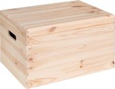 HAUDT® Houten kist met klepdeksel - 39,5 x 29,5 x 23 cm - inhoud 27,6L - grenen houten kistje - opbergkisten