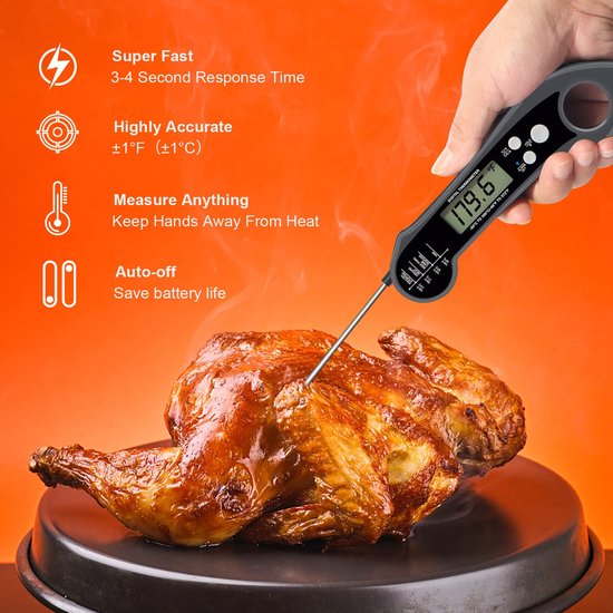 Thermomètre pour BBQ 2 en 1 - Dual sonde - Compteur de température à cœur  numérique 