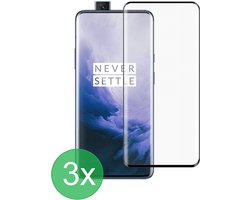 Full Screenprotector 3x Geschikt voor: OnePlus 7T Pro - screen protector - volledige glas - bescherming - beschermglas - ZT Accessoires