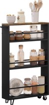 Bol.com Kamyra® Keukentrolley op Wieltjes - Serveerwagen Open Kast Wijnrek Keukenkast - 47x80x13 cm - Hout & Metaal - Zwart aanbieding