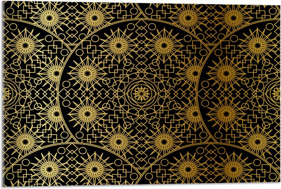 Acrylglas - Borden met Gouden Geometrische Print - 75x50 cm Foto op Acrylglas (Met Ophangsysteem)