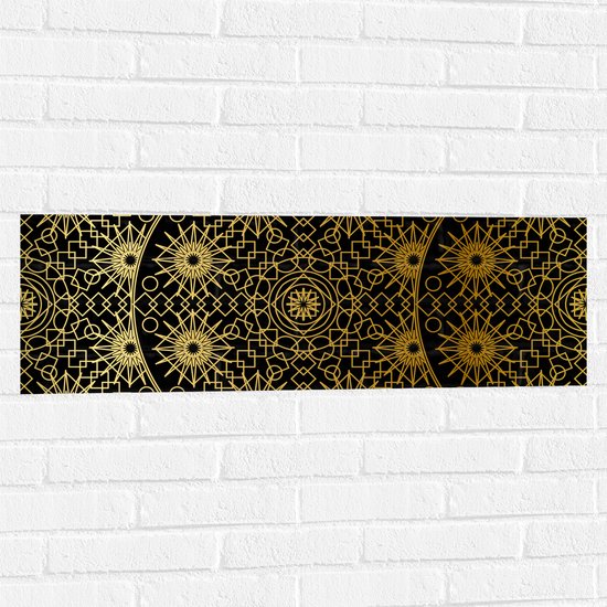 Muursticker - Borden met Gouden Geometrische Print - 90x30 cm Foto op Muursticker