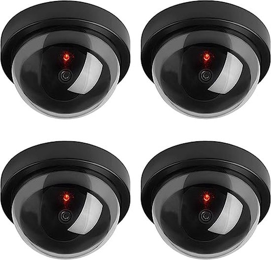 Foto: Dummy camera 4 pack beveiliging buiten en binnen waterdicht beveiligingscamera met led indicator zonder baterijen nep camera 35w rond zwart