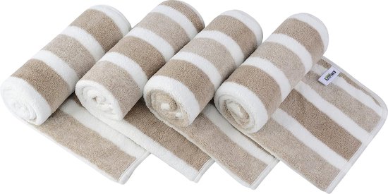 Set van 4 microvezel handdoeken, sterk waterabsorberende microvezel handdoeken, super zachte douchehanddoeken, sneldrogend en absorberend, 40 cm x 76 cm, bruin