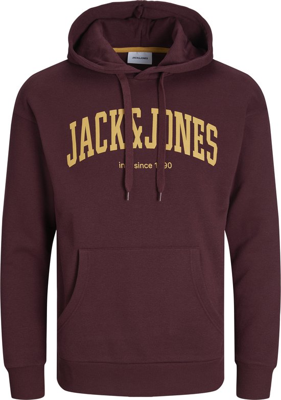 JACK & JONES Josh sweat hood regular fit - heren hoodie katoenmengsel met capuchon - bordeauxrood - Maat: S