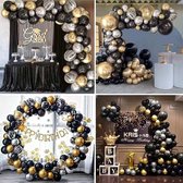 FeestmetJoep® ballonnenboog Goud Zwart - 88-delig ballonnenpakket Goud / Zwart / Marmer - Ballonnenboog verjaardag - Huwelijk - Pensioen versiering - Geslaagd versiering - Ballonnen pilaar