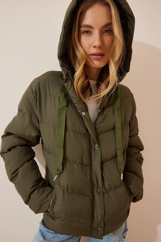Women's Khaki Hooded Down Jacket FD00012