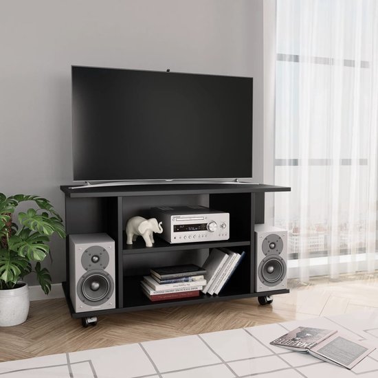 Meuble TV The Living Store - - Matériau - aggloméré - Dimensions - 80 x 40 x 40 cm - Couleur - noir
