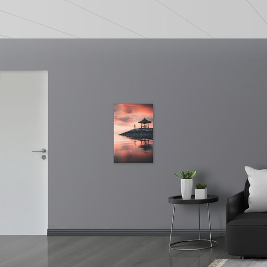 Vlag - Persoon - Stenen - Water - Kleuren - 50x75 cm Foto op Polyester Vlag