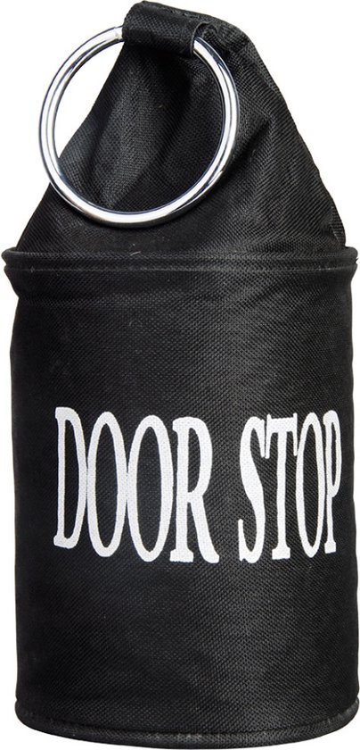 Canvas deurstopper zwart met ring - H15 cm - Deur vastzetter - Deurstop 2,7 kg