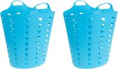Set de 2x pièces panier à linge bleu flexible 60 litres