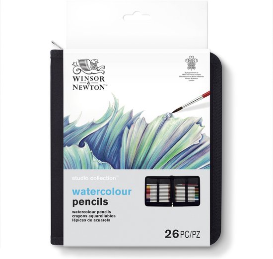 Winsor & Newton Studio Collection 24 crayons aquarelle en étui + 1 crayon graphite + 1 pinceau aquarelle