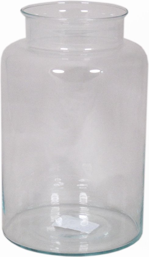 Glazen melkbus vaas/vazen 9 liter met smalle hals 19 x 30 cm - Bloemenvazen van glas