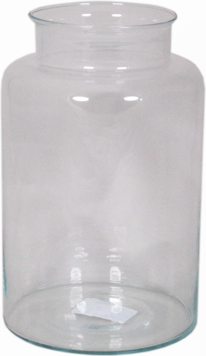 Floran Vaas melkbus - smalle hals - glas - transparant - 19 x 30 cm - Bloemenvazen
