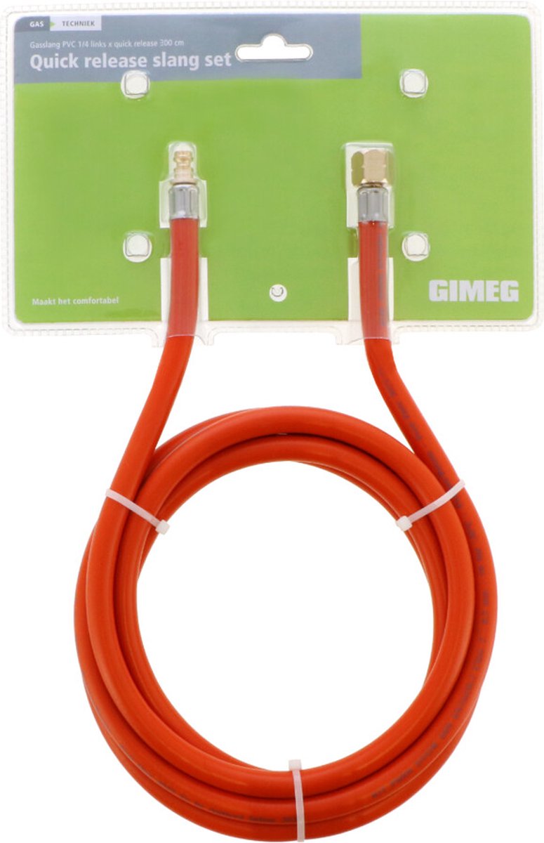 Gimeg Gasslang PVC 1/4 links x Quick Release 3m - Overige gasfittingmateriaal -