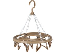 Urban Living Wasgoed droogcarrousel/droogmolen - 18 clips/knijpers - beige - kunststof - 32 cm