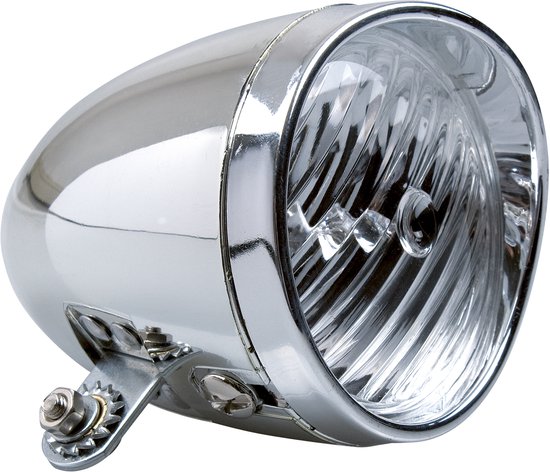 Simson Klassieke LED-fietskoplamp - Chroom - Inclusief AAA-batterijen - Traditioneel ontwerp - Zilver/chroom behuizing — afbeelding 3