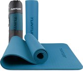 Tunturi Yoga Mat 8mm - Pilates mat - Extra dikke fitness mat - 183x61x0,8 cm - Incl Draagtas - Ecologisch materiaal - Eenvoudig te reinigen - Petrol Blauw