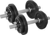 Tunturi Gewichten Gietijzer totaal 20kg - Halterset met schroefsluiting - Dumbbell set - 2 halterstangen - 30mm - incl. gratis fitness app