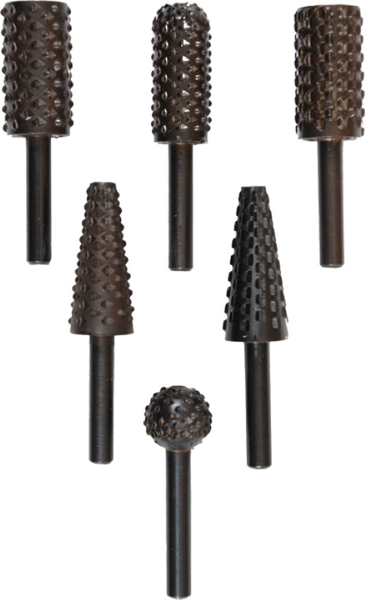 KWB profielrasp - 6 delige set - Cilindrisch, cilindrisch rond, conisch, kogel/cilindrisch, conisch - 495500