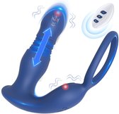 IntiMate- Palos - Vibromasseurs anaux avec télécommande - Stimulateur de prostate avec anneau pénien - 7 positions - Stimulateur de boules - Rechargeable entièrement universel - Plug anal - Jouets sexuels pour hommes et femmes - Blauw