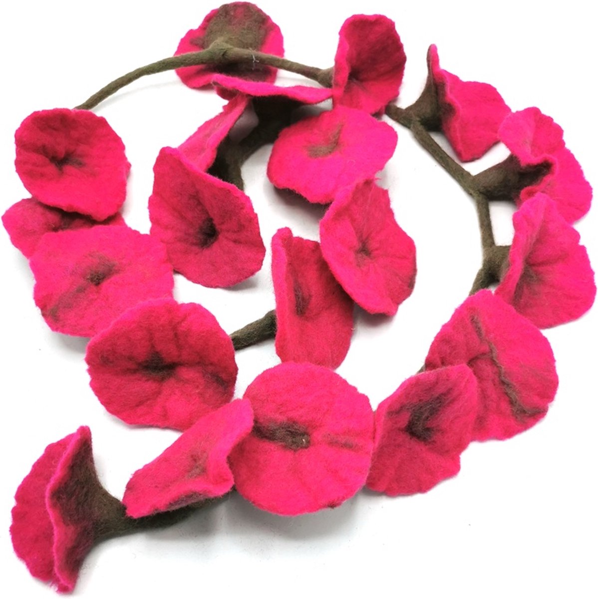 Vilten Bloemen Slinger Fuchsia - Handgemaakt - Lengte ca. 180cm