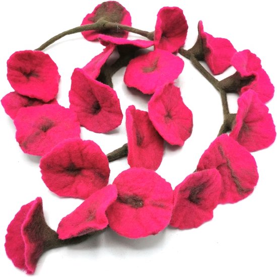 Vilten Bloemen Slinger in Fuchsia