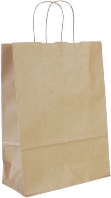 Foto: Papieren tas gedraaid handvat bruin 25x12x35cm 300 st ds 