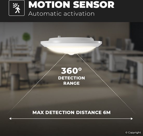 hoftronic LED plafondlamp met bewegingssensor en schemerschakelaar, rond 29 cm, 12 watt, 1160 lumen, 6400K daglichtwit, IP20, voor binnengebruik hoftronic LED plafondlamp met bewegingssensor en schemerschakelaar, rond 29 cm, 12 watt, 1160 lumen, 6400K daglichtwit, IP20, voor binnengebruik
