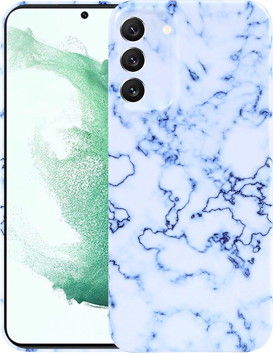 MarbleShield - De ultieme marmeren TPU beschermhoes voor uw Galaxy S22+ 5G Wit / Blauw