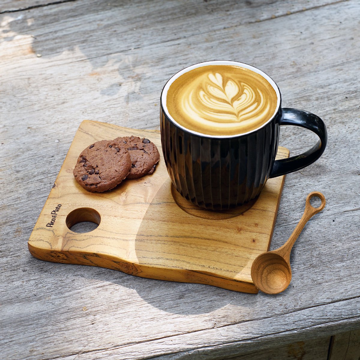 Houten Koffie dienblad 'Toraja' set van 2, vervaardigd uit fijn teakhout