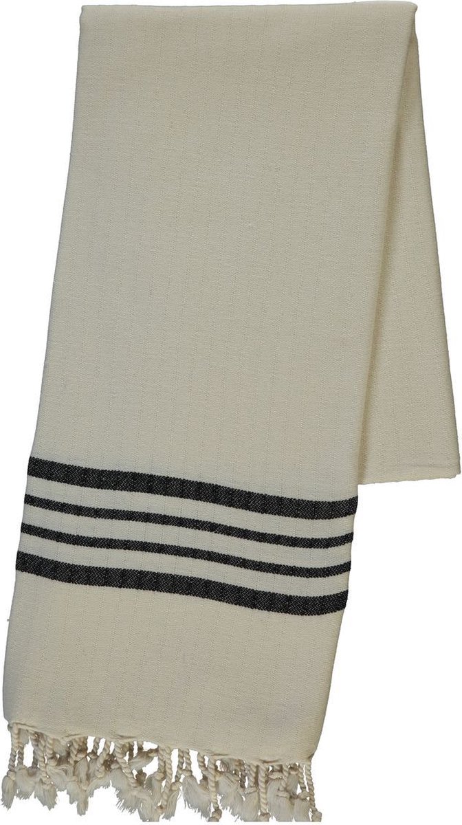 Lalay - Hamamdoek Krem Sultan Natural Black 180x100cm - natural black - 180x100cm - Strandlaken - Saunadoek - Saunalaken - Omslagdoek - Stranddoek - Reishanddoek - Plaid - Zwem Handdoek - Sneldrogende Handdoeken