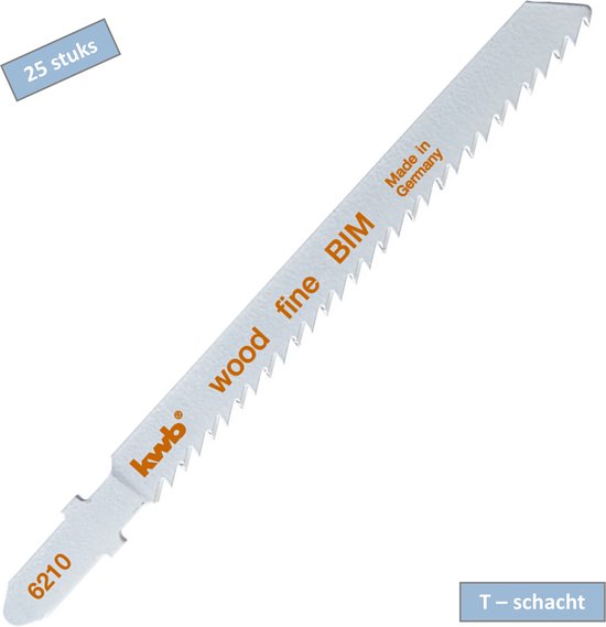KWB decoupeerzaagblad - T schacht - Bi metaal - Fijne zaagsnede - Hout en kunststof - 25 stuks