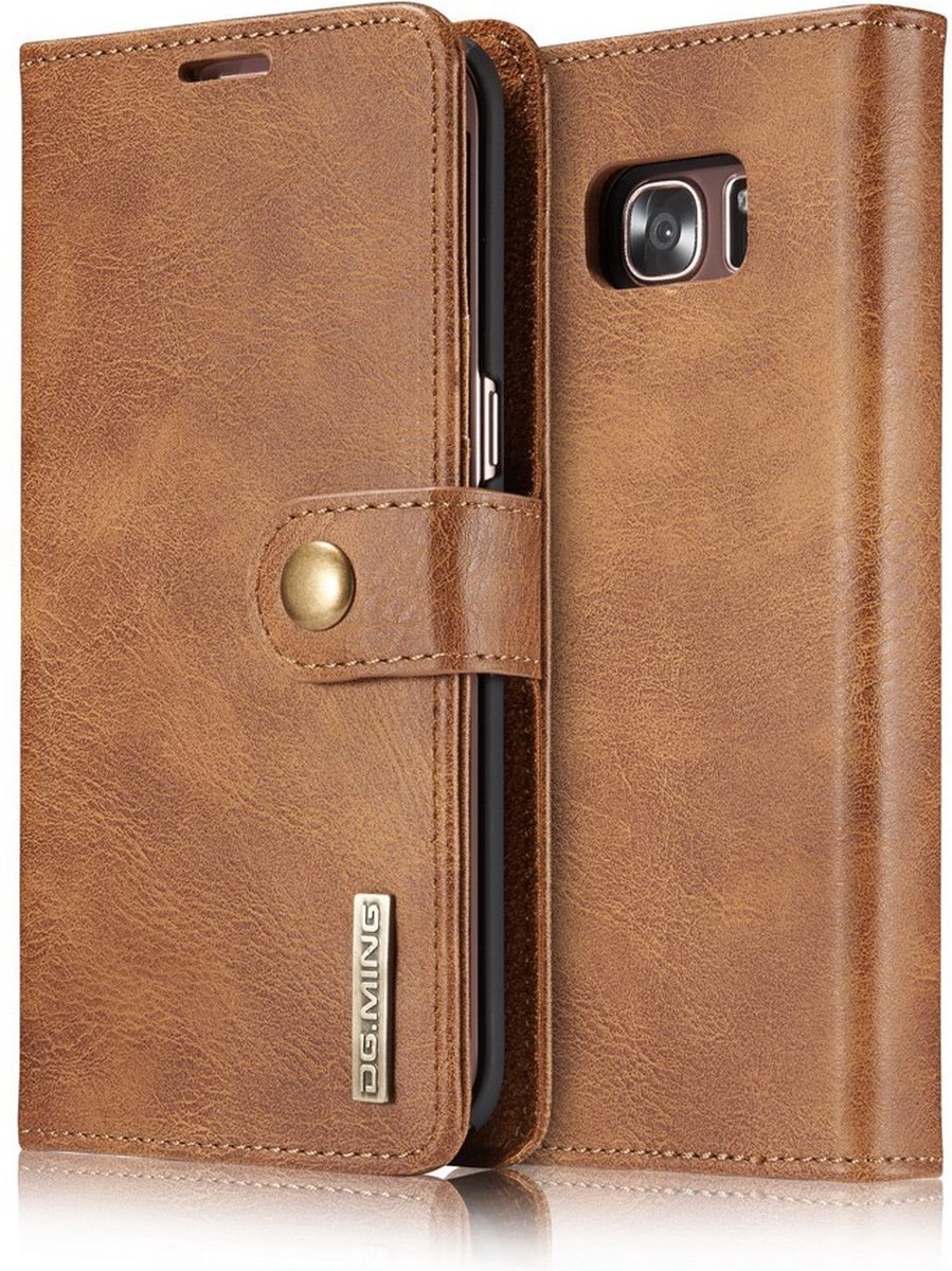 DG.MING Hoesje - Geschikt voor Samsung Galaxy S7 Edge Hoesje - DG.MING 2-in-1 Book Case & Back Cover - Bruin