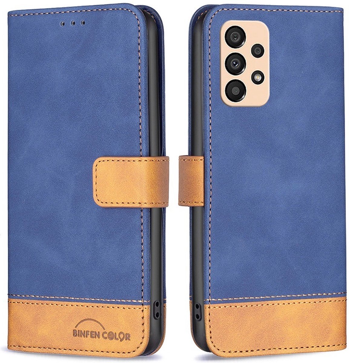 BINFEN Color Book Case - Geschikt voor Samsung Galaxy A33 Hoesje - Blauw
