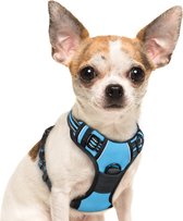 JAXY Hondenharnas - Hondentuig - Hondentuigje Kleine Hond - Y Tuig Hond - Harnas Hond - Anti Trek Tuig Hond - Reflecterend - Maat S - Blauw