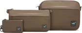 YLX Hybrid 3 Pieces Crossbody Bag | Pine Bark. Licht bruine 3-delige schoudertas, crossbody tas, bruin, voor dames, vrouwen. Gemaakt van gerecycled nylon, eco vriendelijk, duurzaam