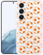 Cazy Hoesje geschikt voor Samsung Galaxy S23 Orange Soccer Balls