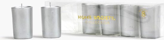 Home Society - Mini Bougies Votives - Bougies 8 heures - Argent - Set de 6